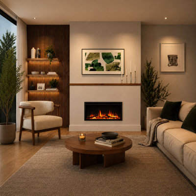 FLAMME Slim Inset Media Wall Electric Fire, Castello Black