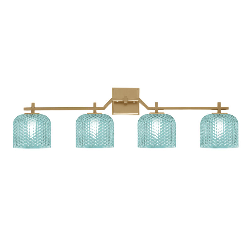 Bar pour salle de bain Headland illustré avec verre texturé fumée de 6 po, H 10 po x l 35,75 po x P 6 po, Laiton