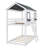 Twin Over Twin Bunk Bed Wood Bed With Roof, Window, Guardrail, Ladder-706893563