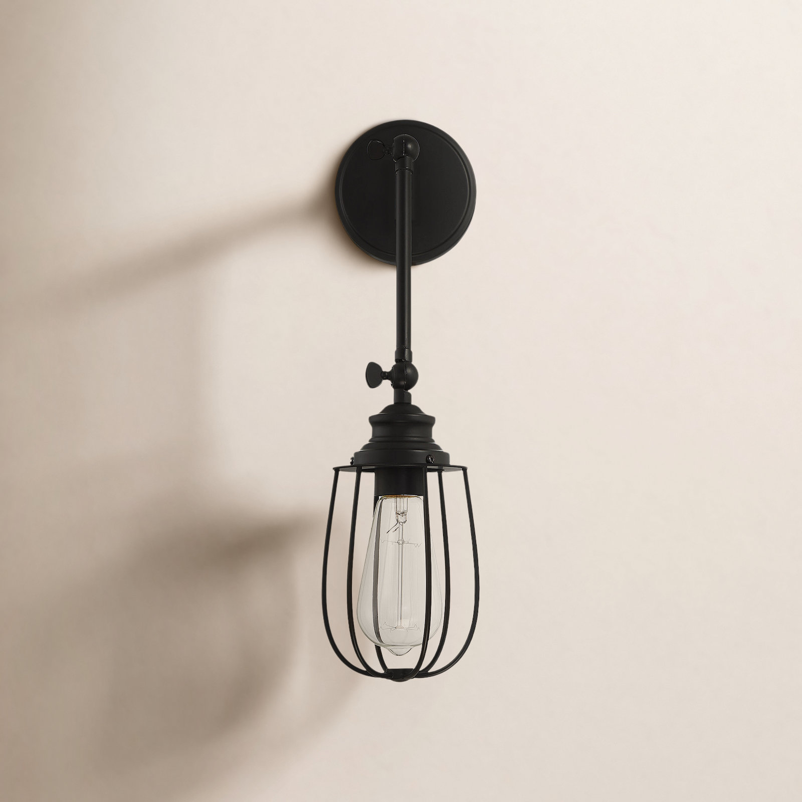 Single Light Dimmable Swing Arm Sconce, Black