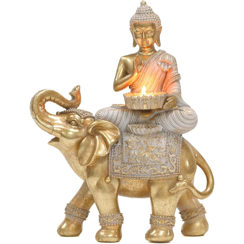 Gold Buddha Statue With Candle Holder