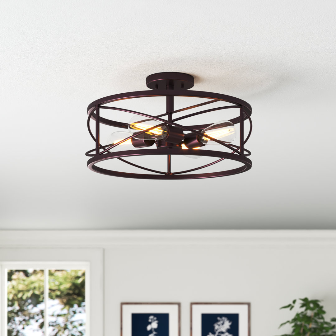 Mccune 4-Light 17'' Caged Drum Semi Flush Mount Trent Austin Design®