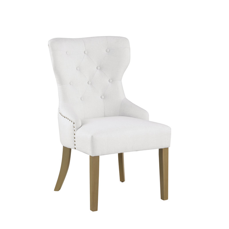 Idalou Tufted Upholstered Dining Chair Beige and Rustic Brown, Cream, Rustic Smoke