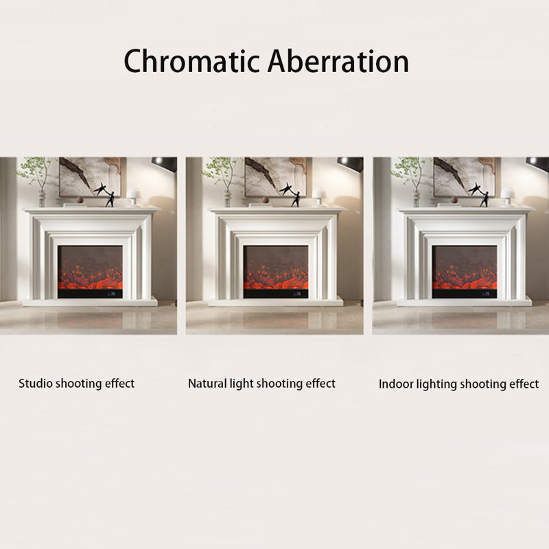 Élégante cheminée à conception tridimensionnelle, H 40,15 po x l 47,24 po x P 12,99 po, Blanc