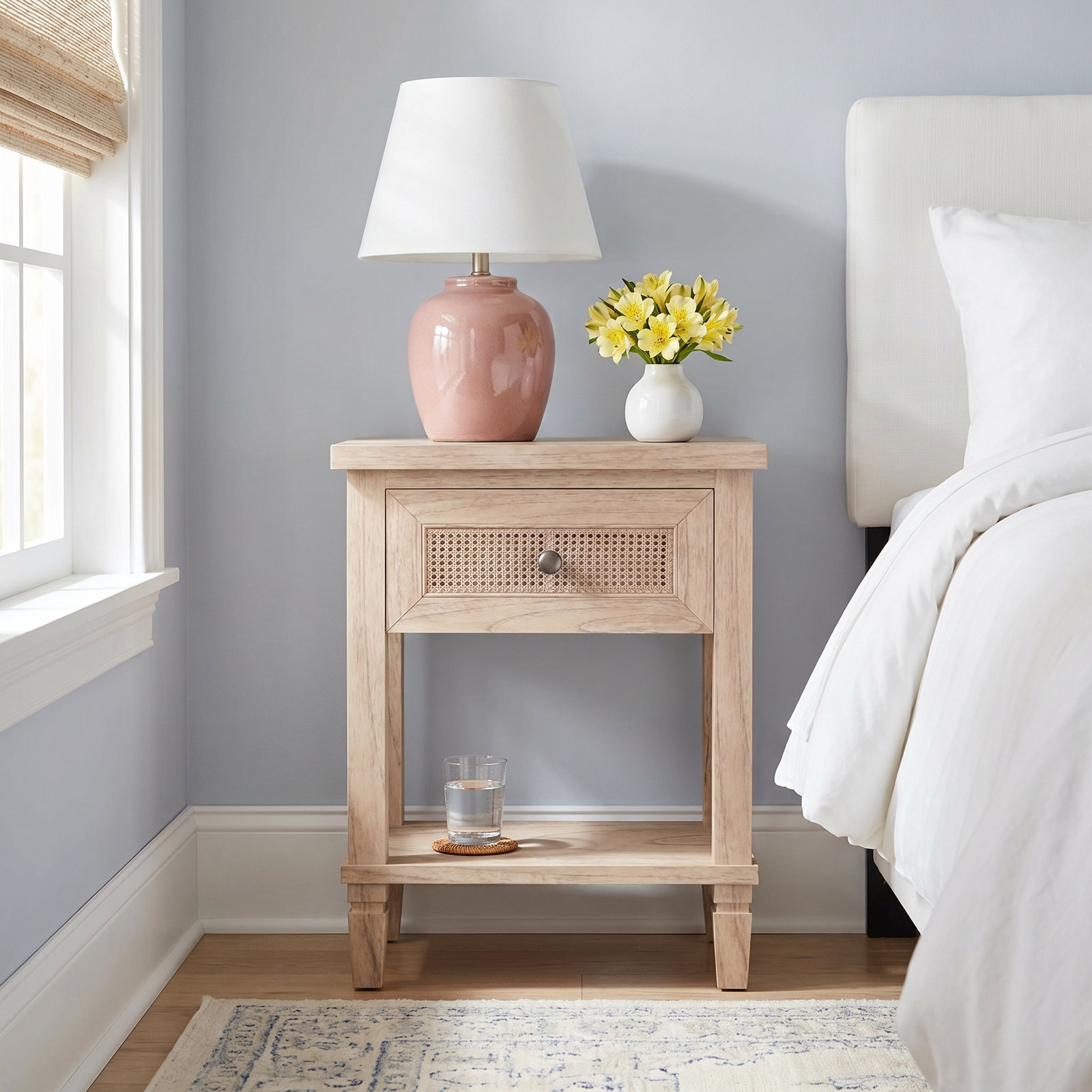 Charleston Cane Nightstand, Desert Sand