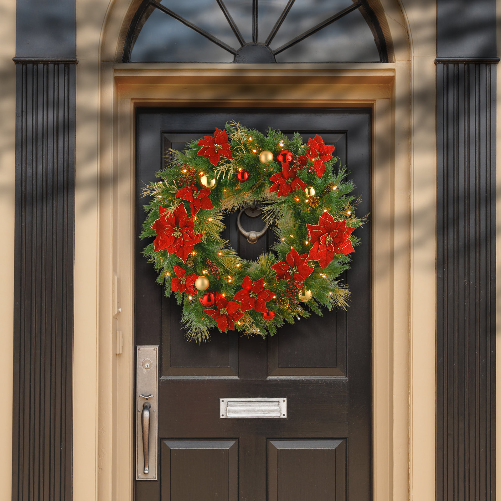 National Tree Company 36in. Decorative Collection Home Spun Wreath with Clear Lights