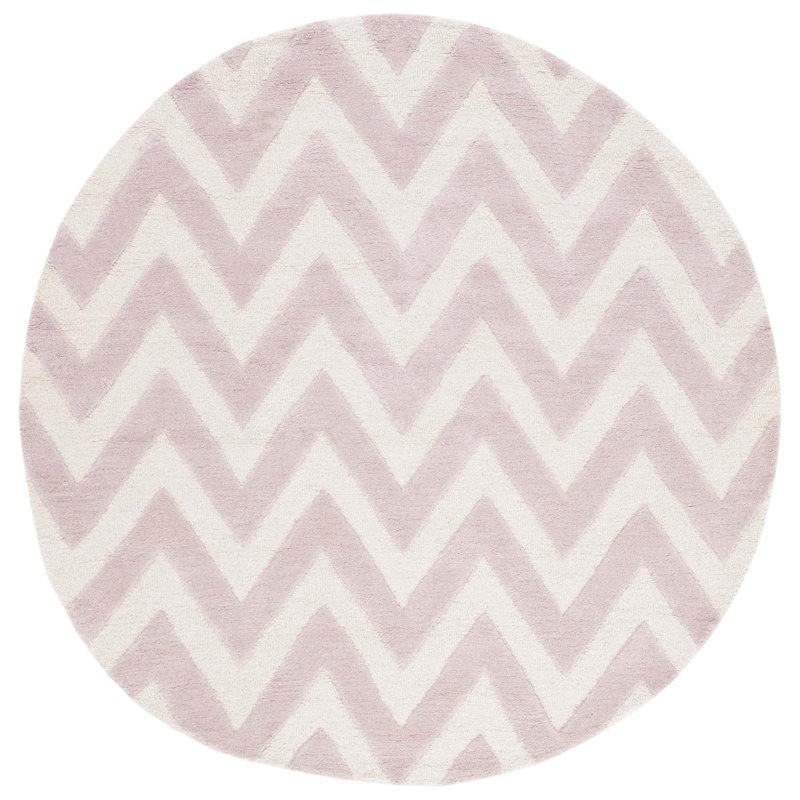 Sanyla Hand Tufted Wool Chevron Rug, Round 6'