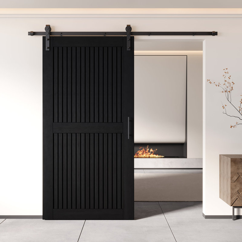 Porte de grange verticale à rayures verticales non assemblée et non assemblée 32 po x 80 po Homacer, 32 po x 80 po