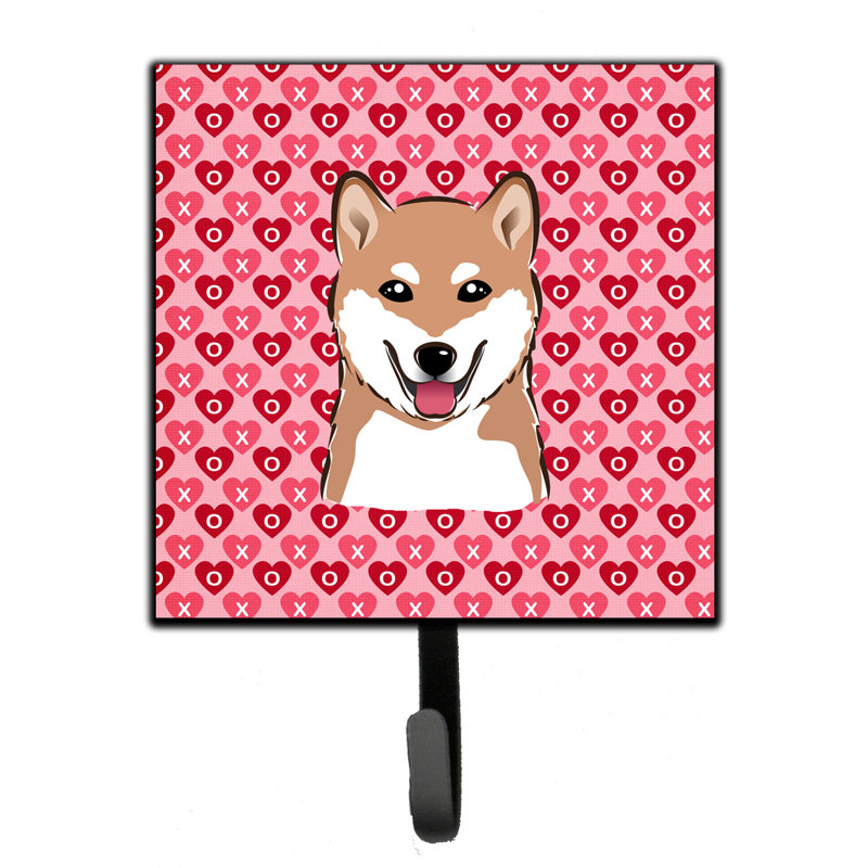 Brister Metal Wall Organizer with Key Hooks, Shiba Inu, Brown/Yellow