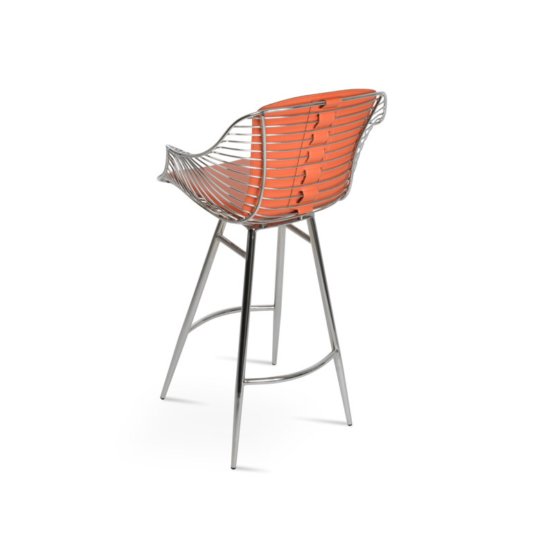 Tabouret de bar et de comptoir Zebra Galata, Petit tabouret (siège d'une hauteur de 22 po), Os, Chrome