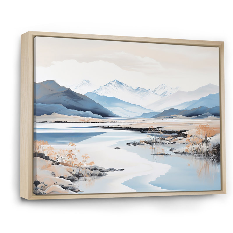 River River In Minimal Canada I - River Mountain Wall Art Living Room, Cadre naturel flottant, H 34 po x l 44 po x P 1,5 po