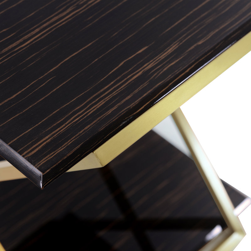 Table de bout avec rangement Mccoll, Plateau brun foncé / base or brossé