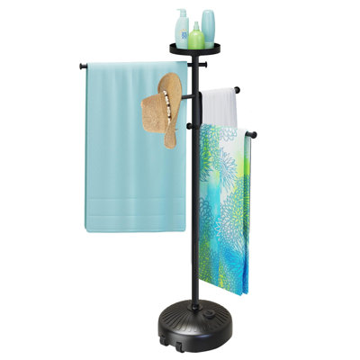 Pool Towel Rack Outdoor With Built-In Tray – Adjustable, Heavy-Duty Towel Racks & Storage For Backyards