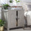 Finch Ellison Accent Storage Cabinet, Solid Wood Bedside Table with Shelf, Living Room Storage Organizer Console, Farmhouse Cottage Decor, Fully Assembled, Gray