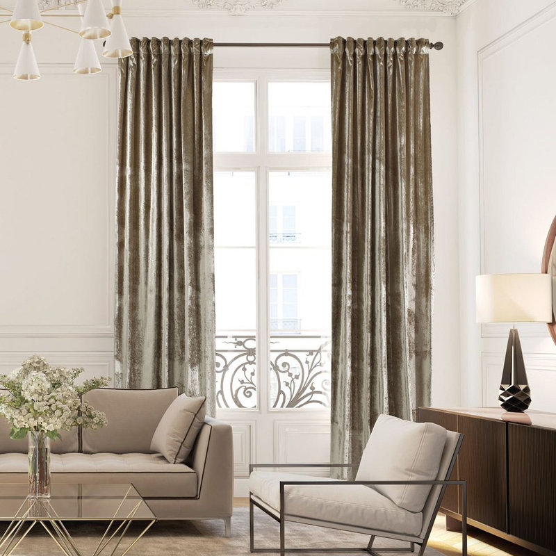 Extra Long & Extra Wide Shiny Velvet Curtain Panel (customized), Beige, 140cm Width x 450cm Drop