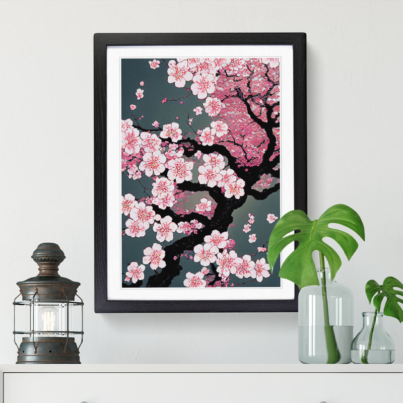 Nix Cherry Blossom Tree Branch - Picture Frame Print, 46cm H x 34cm W, Black Framed
