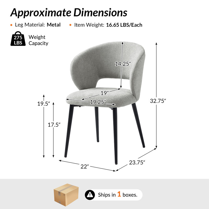 Angel Modern Dinning Chair With Metal Legs, Gray