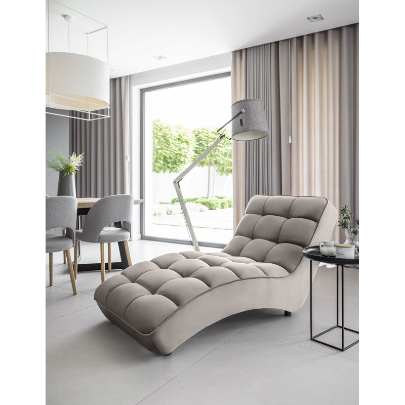 Mylee Upholstered Chaise Lounge, Light Grey