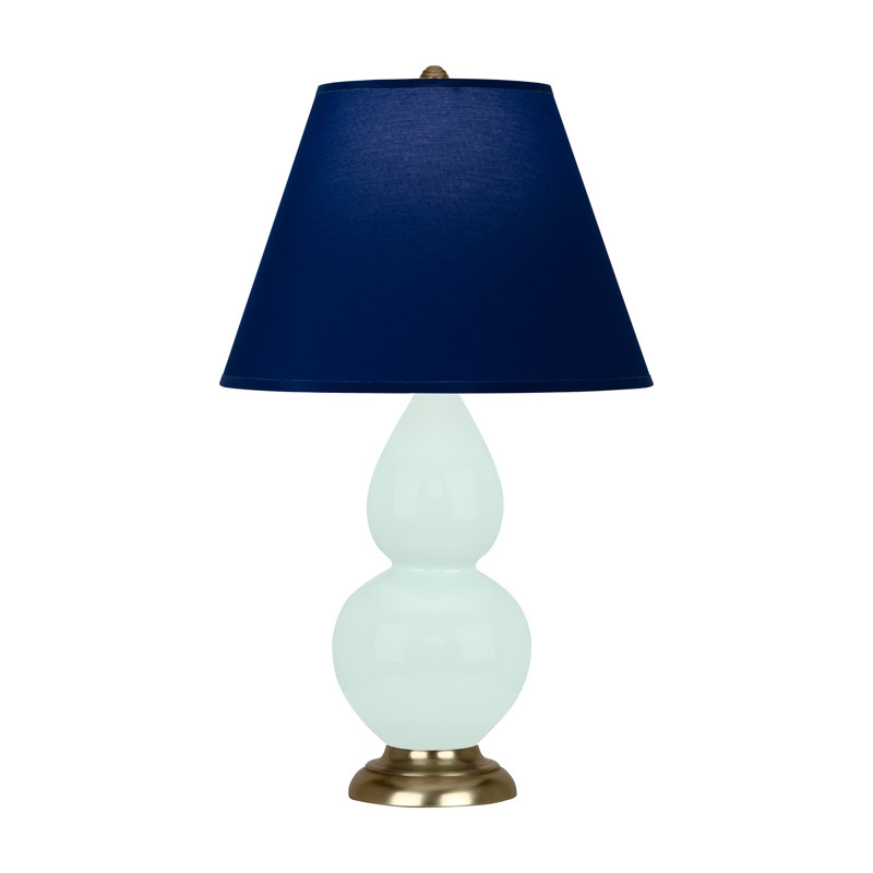 Petite lampe d'appoint à double gourde, Bleu marine/gris, Laiton antique, Menthe glacée