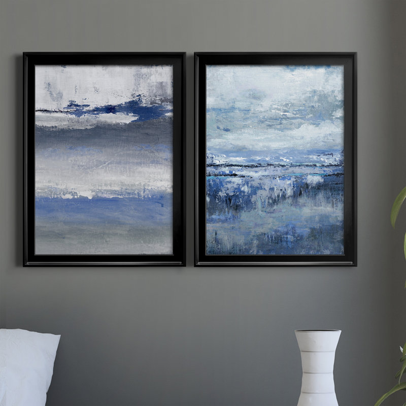 «Soft Solace Indigo», reproduction encadrée de qualité supérieure - prête à être accrochée, H 18,5 po x l 49 po x P 1,5 po