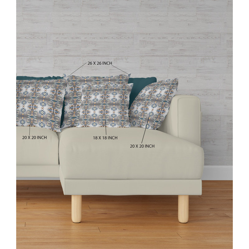 Coussin décoratif 20 po x 20 po Broadcloth Floral, Blanc cassé / floral brun