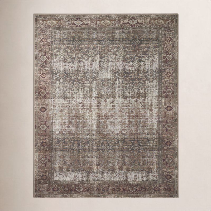 Tapis oriental Georgie Moss / Salmon, Rectangle 3 pi 9 po x 5 pi 6 po