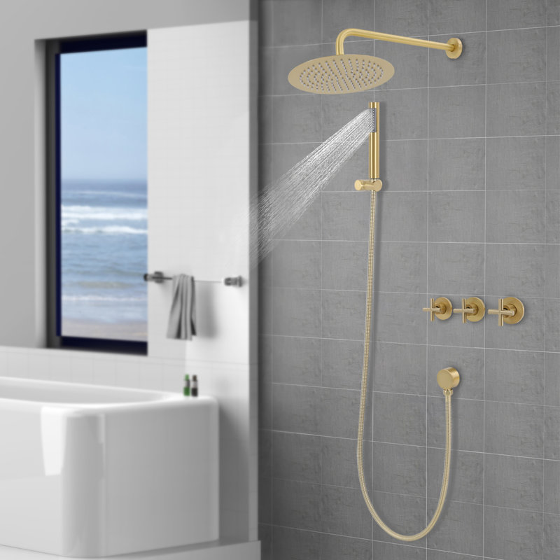 10-Inch Shower Kit With Handheld Spray, Gold
