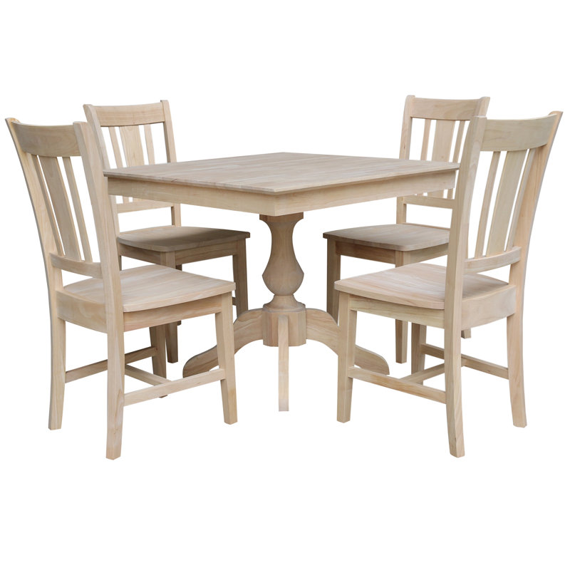 5 - Piece Rubberwood Solid Wood Dining Set