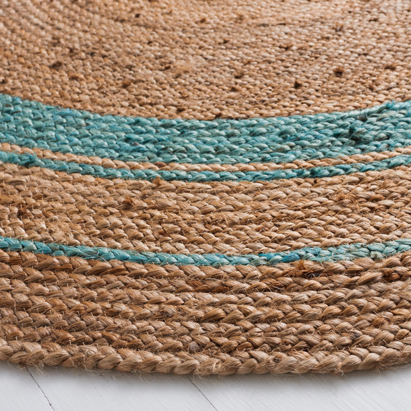 Southshore Natural Fiber Hand Woven Jute Striped Rug, Round 5'