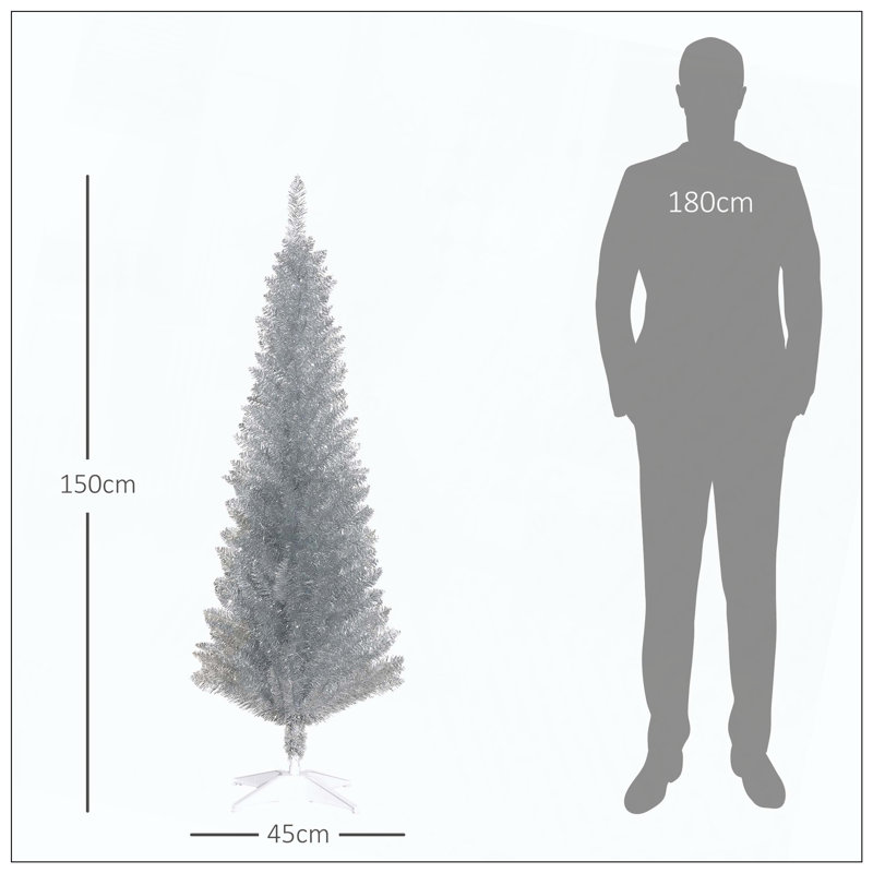 Arbre de Noël artificiel, arbre de Noël avec 294 pointes de branches réalistes et support en plastique, H 4,9 pi, Blanc