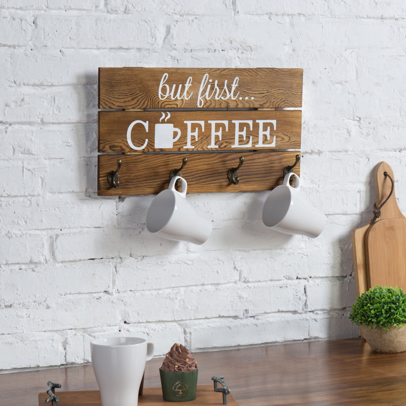 Décoration murale But But First Coffee, Brun foncé