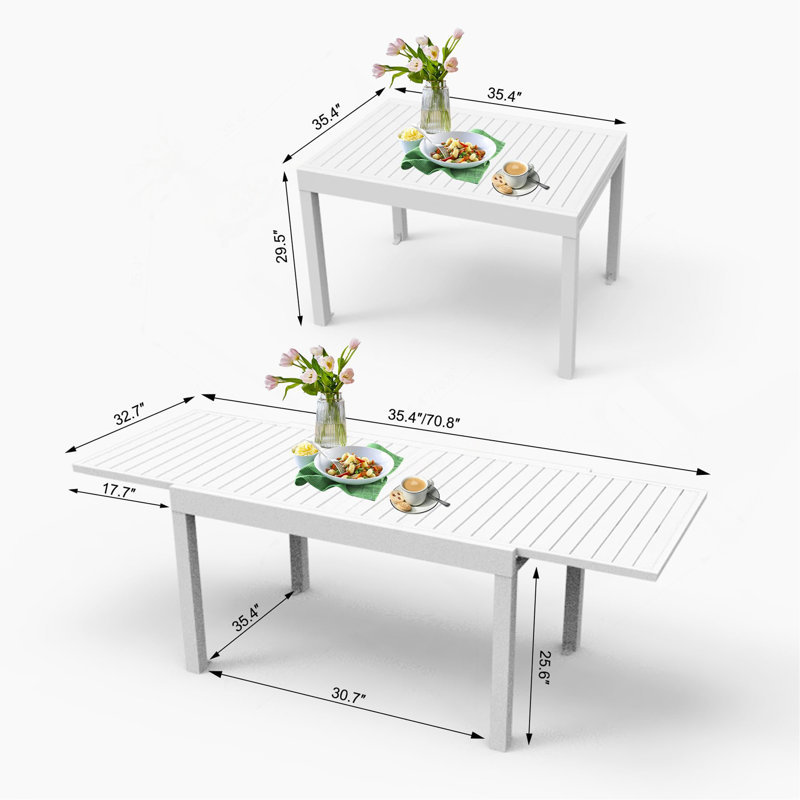 Table de salle à manger polyvalente en aluminium pour diverses occasions et plein air
