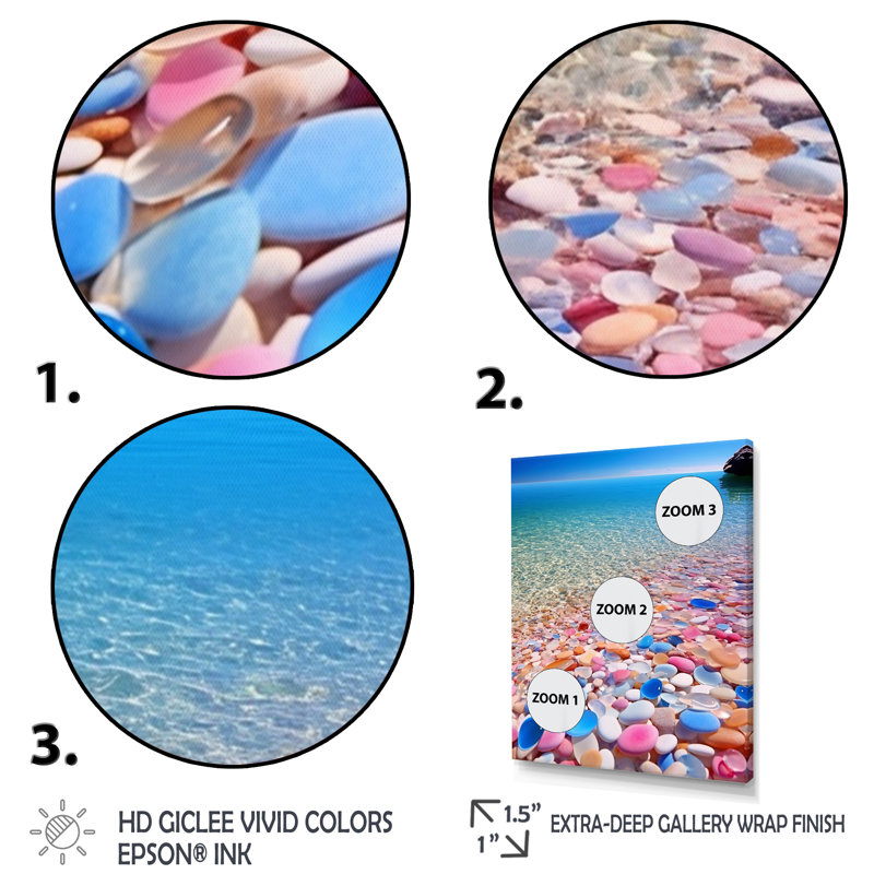 Turbine rose sur fond de plage de paradis sur toile, H 32 po x l 24 po x P 1 po, Cadre simple noir