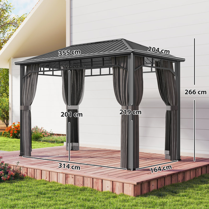2 x 3(m) Wall Mounted Metal Pergola