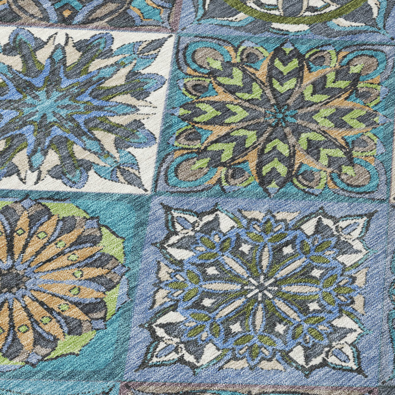 Machine Washable Indoor/Outdoor Layton ACN2256 Panels Rug, Rectangle 10 pi x 14 pi