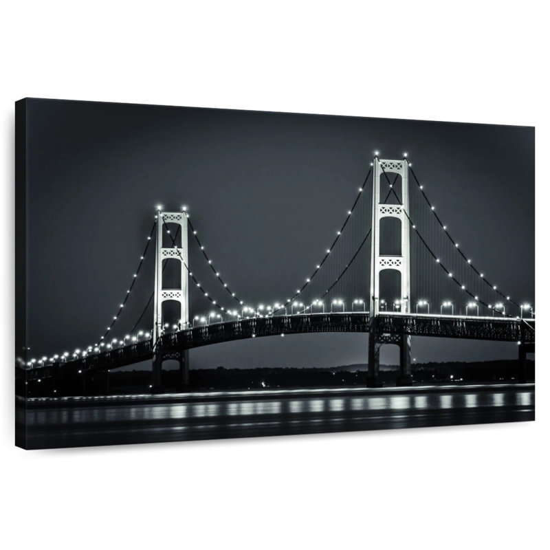Lilie Night Sky At Mackinac Bridge, 34" H x 51" W