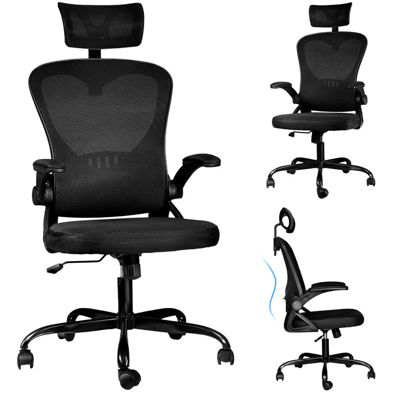 Chaise de travail ergonomique Jivka, Noir, Noir