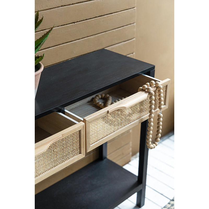 Rattan 2-Drawer Console Desk