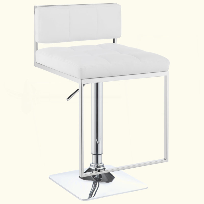 Alameda Chrome And White Adjustable Bar Stool