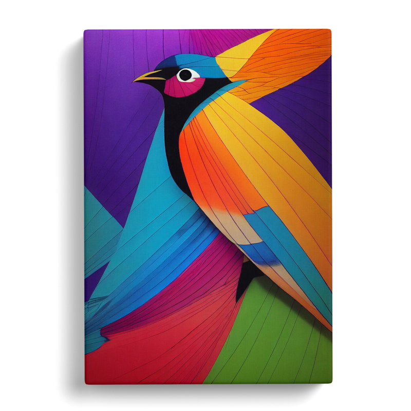 Bird Marbling - Wrapped Canvas, 50cm H x 35cm W x 3cm D