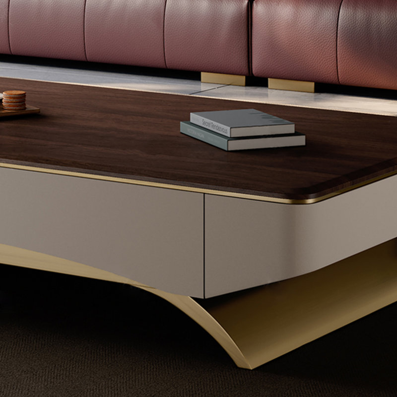Table basse rectangulaire en bois massif de style luxueux, H 17,7 po x L 63 po x l 27,6 po