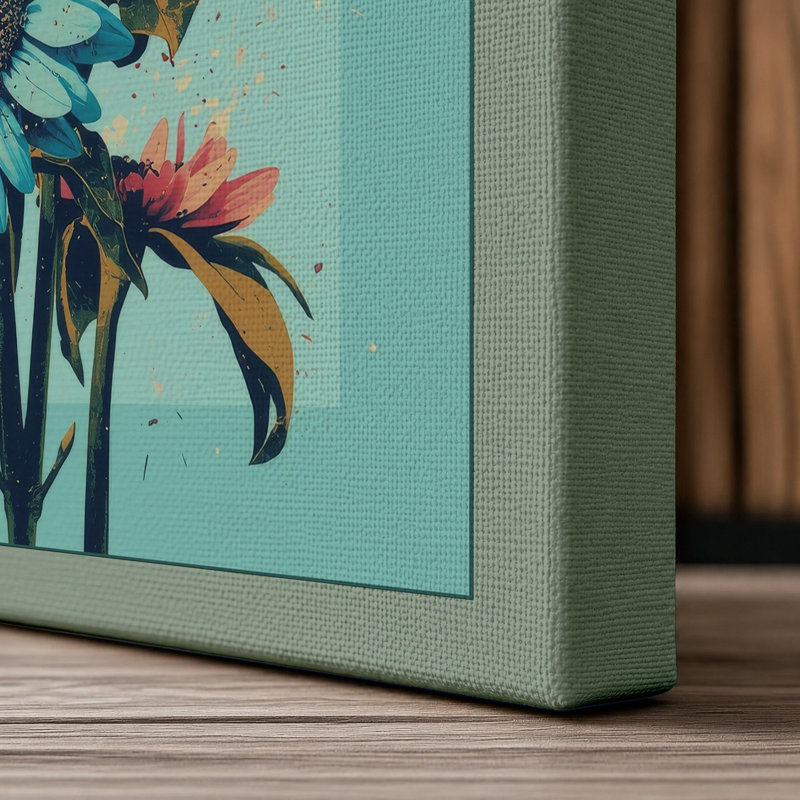 Gerbera Cluster Botanical - Wrapped Canvas, 36x24 - 91.4 x 61.0 cm, Sage Border