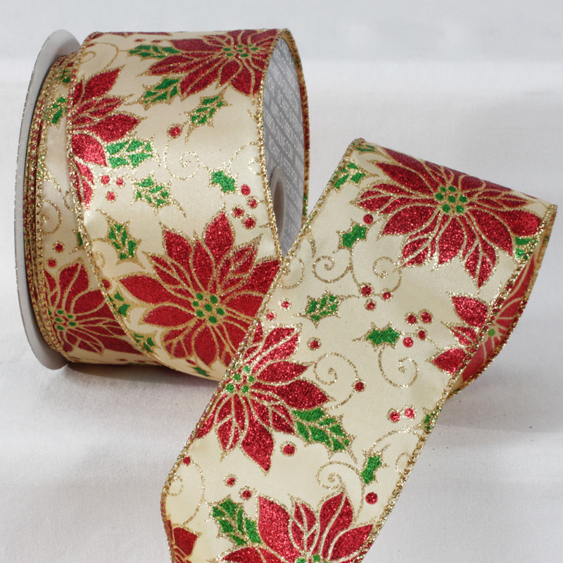 Ruban de poinsettia, H 0,12 po x l 5 po x P 720 po