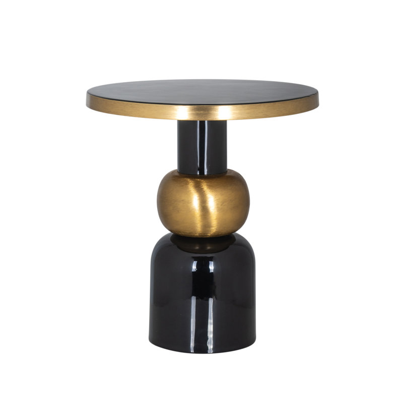 Mose Iron Top End Table, 21" H x 20" W x 20" D, Black/Gold