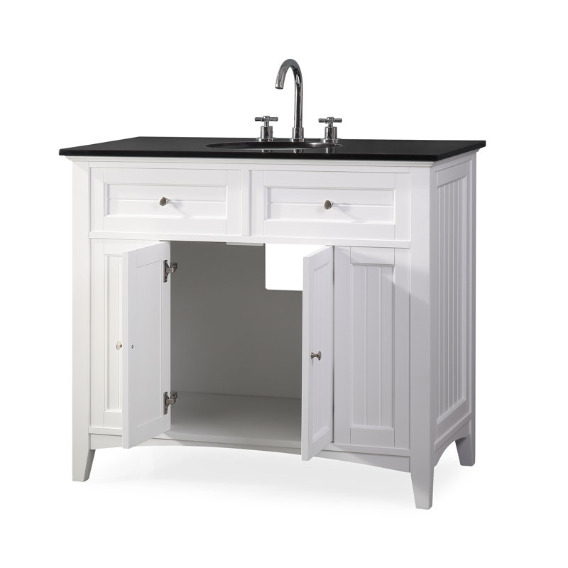 Ensemble de meuble-lavabo simple 42 po Eugene, Blanc pur, Noir