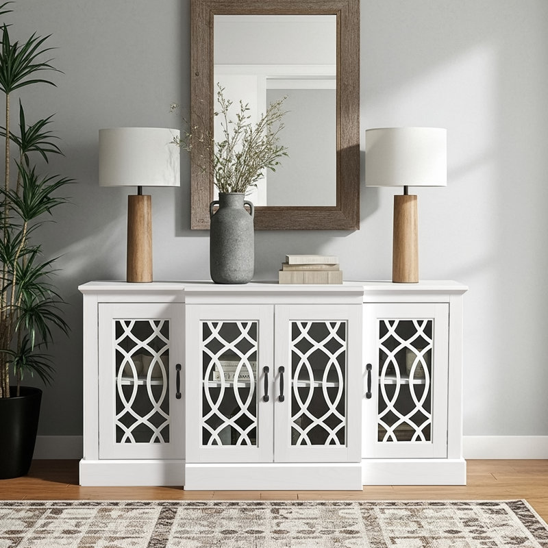 Buffet large 4 portes Eleana, Blanc