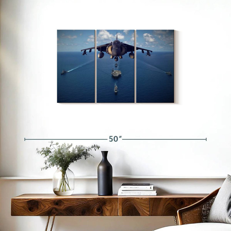 Navires et jet militaire Mait, H 20 po x l 33 po