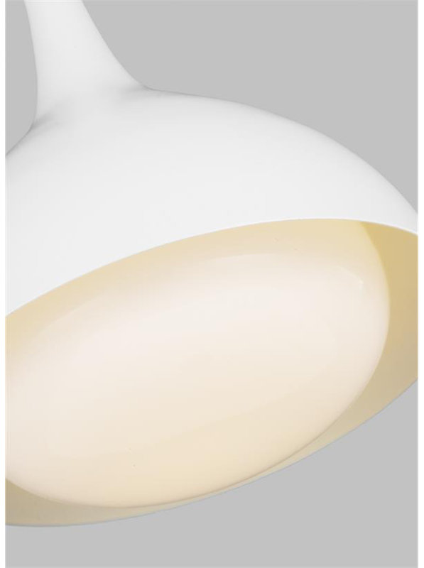 Lucerne 1 - Light Pendant, Matte White/Burnished Brass