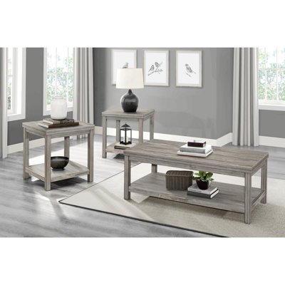 Ensemble de table transitionnelle 3 pièces Tables d'appoint Mobilier de salon 1 table basse et 2 tables de bout