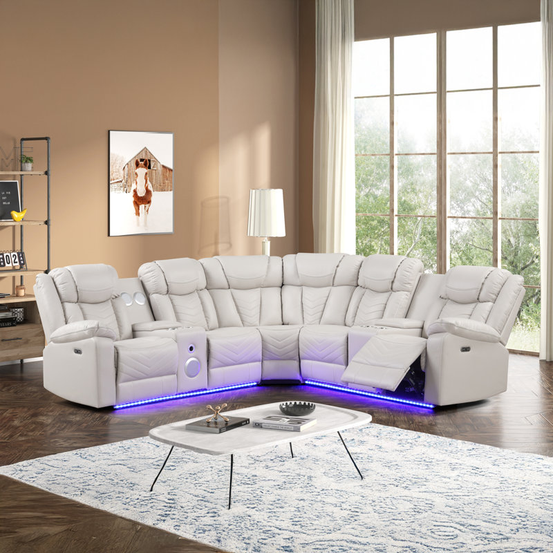 Canapé modulaire 3 pièces Briege, Similicuir beige